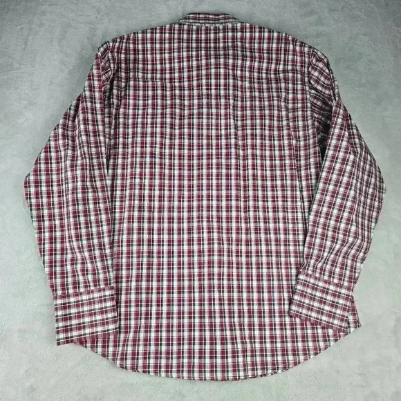 Wrangler Mens Pearl Snap Long Sleeve Red Green White  Plaid Sz L Western Cowboy - Picture 2 of 7